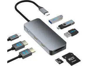 Docking Station Dual Monitor for Dell/HP/Lenovo/Mac Laptops, Docking Station Dual Monitor for USB C Laptops, Dual HDMI Adapter for 2 Monitors, 8-in-1 USB C Hub Multi-Port Adapter with HDMI/USB/PD/SD/T Docking Station Dual Monitor for Dell/HP/Lenovo/Mac Laptops, Docking Station Dual Monitor for USB C Laptops, Dual HDMI Adapter for 2 Monitors, 8-in-1 USB C Hub Multi-Port Adapter with HDMI/USB/PD/SD/T