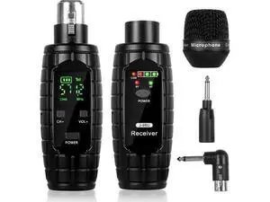 UHF Wireless Microphone System, Transmitter and Receiver XLR Adapter for Dynamic Microphones, Guitars, Mixers, PA Systems, 16 Adjustable Frequencies, USB Rechargeable, 250ft Range UHF Wireless Microphone System, Transmitter and Receiver XLR Adapter for Dynamic Microphones, Guitars, Mixers, PA Systems, 16 Adjustable Frequencies, USB Rechargeable, 250ft Range