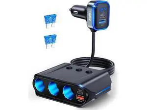 7-in-1 Cigarette Lighter Ignition Splitter, 180W (192W max) with Dual PD 36W/QC3.0 Fast Charging (3.7FT Cable) 12V/24V Independent Switching and LED Voltage Display 7-in-1 Cigarette Lighter Ignition Splitter, 180W (192W max) with Dual PD 36W/QC3.0 Fast Charging (3.7FT Cable) 12V/24V Independent Switching and LED Voltage Display