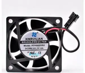 RDH6025S2 6cm 60mm fan 60x60x25mm DC24V 0.14A 2 wires 2 ball bearings for the cooling fan of the inverter RDH6025S2 6cm 60mm fan 60x60x25mm DC24V 0.14A 2 wires 2 ball bearings for the cooling fan of the inverter