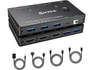 2 Port 8K HDMI KVM Switch 8K@60Hz 4K@120Hz, Single Monitor KVM Switcher with 3 USB 3.0 Ports, 2 Computers Share Monitor Keyboard Mouse Printer, Include 2 USB Cables & Switch Controller 2 Port 8K HDMI KVM Switch 8K@60Hz 4K@120Hz, Single Monitor KVM Switcher with 3 USB 3.0 Ports, 2 Computers Share Monitor Keyboard Mouse Printer, Include 2 USB Cables & Switch Controller