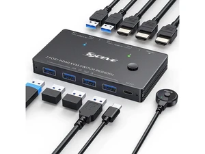 2 Port HDMI KVM Switch 8K@60Hz 4K@120Hz USB3.0, 2 Computers Share 1 Monitor & 4 USB 3.0 Ports, KVM Switcher with Desktop Controller for Keyboard Mouse Printer 2 Port HDMI KVM Switch 8K@60Hz 4K@120Hz USB3.0, 2 Computers Share 1 Monitor & 4 USB 3.0 Ports, KVM Switcher with Desktop Controller for Keyboard Mouse Printer