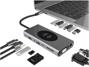 Hub USB C Adaptador Tipo C com Saída HDMI Compatível, VGA e Múltiplas Portas USB 3.0, Doca Divisor USB-C 3.1 para MacBook Pro e Huawei Mate 30 Hub USB C Adaptador Tipo C com Saída HDMI Compatível, VGA e Múltiplas Portas USB 3.0, Doca Divisor USB-C 3.1 para MacBook Pro e Huawei Mate 30