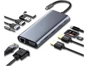 12-in-1 USB 3.1 Type C Docking Station, Triple Display USB C Hub with Dual 4K HDMI, VGA, 100W PD Charging, Gigabit RJ45 Ethernet, USB 3.0, SD/TF Card Reader, Multiport Laptop Dock Adapter Compatible w 12-in-1 USB 3.1 Type C Docking Station, Triple Display USB C Hub with Dual 4K HDMI, VGA, 100W PD Charging, Gigabit RJ45 Ethernet, USB 3.0, SD/TF Card Reader, Multiport Laptop Dock Adapter Compatible w