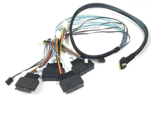 SlimSAS 8i SFF-8654 to 4 U.3 SFF-8639 Breakout Cable, 1 Meter SlimSAS 8i SFF-8654 to 4 U.3 SFF-8639 Breakout Cable, 1 Meter
