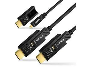 25FT/8M Fiber Optic HDMI Cable 4K@60Hz YUV 4:4:4 18Gbps Ultra HD, Micro HDMI to Standard HDMI Dual-Connector Cord for TV, Projector, Computer, Monitor 25FT/8M Fiber Optic HDMI Cable 4K@60Hz YUV 4:4:4 18Gbps Ultra HD, Micro HDMI to Standard HDMI Dual-Connector Cord for TV, Projector, Computer, Monitor