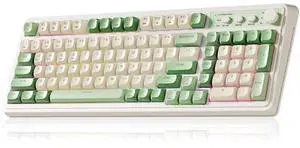 S99 Tri-Mode Wireless Gaming Keyboard, Bluetooth 2.4G USB-C Custom Creamy Keyboard with Numpad, RGB Backlit Media Control Knob Programmable Mechanical Keyboard for PC Gamers - Green S99 Tri-Mode Wireless Gaming Keyboard, Bluetooth 2.4G USB-C Custom Creamy Keyboard with Numpad, RGB Backlit Media Control Knob Programmable Mechanical Keyboard for PC Gamers - Green