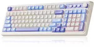 99 Keys Tri-Mode Wireless Gaming Keyboard, Purple Creamy Sound Keyboard with Numpad, Media Knob RGB Backlit Custom Mechanical Feel Keyboard for MAC Xbox PC Gamers 99 Keys Tri-Mode Wireless Gaming Keyboard, Purple Creamy Sound Keyboard with Numpad, Media Knob RGB Backlit Custom Mechanical Feel Keyboard for MAC Xbox PC Gamers