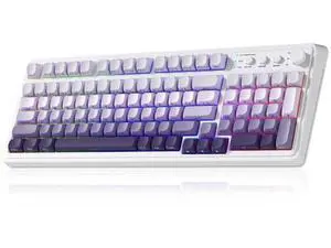S99 Tri-Mode Wireless Gaming Keyboard, Bluetooth 2.4G USB-C Creamy Keyboard with Numpad, RGB Backlit Media Knob Programmable Cute Keyboard Gradient Purple for PC MAC Xbox Gamers S99 Tri-Mode Wireless Gaming Keyboard, Bluetooth 2.4G USB-C Creamy Keyboard with Numpad, RGB Backlit Media Knob Programmable Cute Keyboard Gradient Purple for PC MAC Xbox Gamers