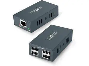 USB 2.0 Over Ethernet Extender Kit, 4-Port USB Hub Extension, Up to 50m/165ft via Cat5e/Cat6/Cat7 Cable, Plug and Play, Driver-Free USB 2.0 Over Ethernet Extender Kit, 4-Port USB Hub Extension, Up to 50m/165ft via Cat5e/Cat6/Cat7 Cable, Plug and Play, Driver-Free