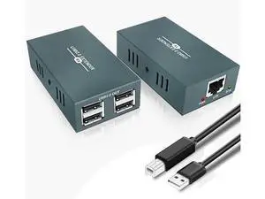 4-Port USB 2.0 Extender Over Ethernet RJ45, 165ft/50m Long Distance USB Extension Hub via Cat5/Cat5e/Cat6/Cat7 Cable, Plug and Play, No Driver Needed, Power Over Cable Supported 4-Port USB 2.0 Extender Over Ethernet RJ45, 165ft/50m Long Distance USB Extension Hub via Cat5/Cat5e/Cat6/Cat7 Cable, Plug and Play, No Driver Needed, Power Over Cable Supported