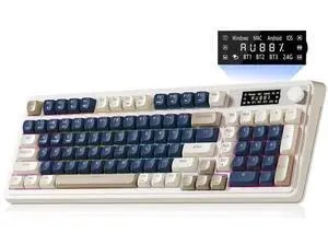 S99 Pro Tri-Mode Wireless Membrane Keyboard BT 2.4G USB-C Media Knob Custom RGB Backlit Creamy Cute Gaming Keyboard Blue White for Windows Mac PC S99 Pro Tri-Mode Wireless Membrane Keyboard BT 2.4G USB-C Media Knob Custom RGB Backlit Creamy Cute Gaming Keyboard Blue White for Windows Mac PC