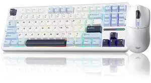 F87 Wireless Mechanical Keyboard and Mouse Combo, 87 Keys Compact Gaming Keyboard Set with SC580 White Wireless Gaming Mouse F87 Wireless Mechanical Keyboard and Mouse Combo, 87 Keys Compact Gaming Keyboard Set with SC580 White Wireless Gaming Mouse