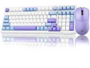 F99 Hot Swappable Tri-Mode Mechanical Keyboard and Mouse Combo, Light Purple Wireless Gaming Keyboard Set with SC580X Gaming Mouse F99 Hot Swappable Tri-Mode Mechanical Keyboard and Mouse Combo, Light Purple Wireless Gaming Keyboard Set with SC580X Gaming Mouse