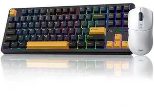 F87 Wireless Mechanical Keyboard and Mouse Combo, 87 Keys Tenkeyless Gaming Keyboard with SC580 White Wireless Gaming Mouse F87 Wireless Mechanical Keyboard and Mouse Combo, 87 Keys Tenkeyless Gaming Keyboard with SC580 White Wireless Gaming Mouse