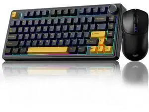 75% Wireless Mechanical Keyboard Mouse Combo, Gasket Hot Swappable Custom Keyboard + SC580 Black Wireless Gaming Mouse Full Desktop Set 75% Wireless Mechanical Keyboard Mouse Combo, Gasket Hot Swappable Custom Keyboard + SC580 Black Wireless Gaming Mouse Full Desktop Set