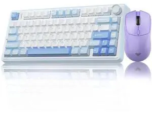 75% Gasket Hot Swappable Wireless Keyboard Mouse Combo, F75 Mechanical Keyboard + SC580X Light Purple Wireless Gaming Mouse Set 75% Gasket Hot Swappable Wireless Keyboard Mouse Combo, F75 Mechanical Keyboard + SC580X Light Purple Wireless Gaming Mouse Set