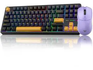 F87 Wireless Mechanical Keyboard and Mouse Combo, 87 Keys Tenkeyless Gaming Keyboard with Light Purple SC580X Wireless Gaming Mouse F87 Wireless Mechanical Keyboard and Mouse Combo, 87 Keys Tenkeyless Gaming Keyboard with Light Purple SC580X Wireless Gaming Mouse