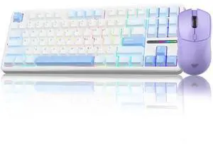 F87 Wireless Mechanical Keyboard and Mouse Combo, Light Purple Gaming Keyboard Set with SC580X Wireless Gaming Mouse F87 Wireless Mechanical Keyboard and Mouse Combo, Light Purple Gaming Keyboard Set with SC580X Wireless Gaming Mouse