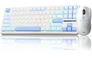 F87 Wireless Mechanical Keyboard and SC580 Wireless Gaming Mouse Combo, All White Keyboard Mouse Set F87 Wireless Mechanical Keyboard and SC580 Wireless Gaming Mouse Combo, All White Keyboard Mouse Set