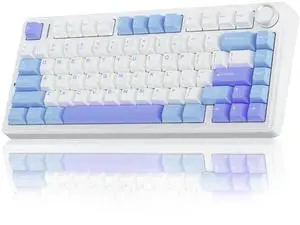 F75 75% Wireless Mechanical Keyboard, Tri-Mode 2.4G BT5.0 Type-C Hot Swappable Gaming Keyboard, Pre-lubed Star Vector Switch RGB Backlit Creamy Typing Keyboard White Blue Purple F75 75% Wireless Mechanical Keyboard, Tri-Mode 2.4G BT5.0 Type-C Hot Swappable Gaming Keyboard, Pre-lubed Star Vector Switch RGB Backlit Creamy Typing Keyboard White Blue Purple