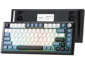 Y75 Gasket Tri-Mode Wireless Mechanical Keyboard,75% Hot Swappable Keyboard with Control Knob,Pre-lubed Milk Linear Switch,Doubleshot PBT Keycaps RGB Gaming Keyboard Black Blue Y75 Gasket Tri-Mode Wireless Mechanical Keyboard,75% Hot Swappable Keyboard with Control Knob,Pre-lubed Milk Linear Switch,Doubleshot PBT Keycaps RGB Gaming Keyboard Black Blue