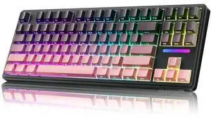 Tri-Mode Wireless Mechanical Gaming Keyboard, 10000mAh Large Battery Hot Swappable Keyboard, RGB Backlit Side Printed PBT Keycaps, 15-Layer Gasket Structure Keyboard Black Pink Tri-Mode Wireless Mechanical Gaming Keyboard, 10000mAh Large Battery Hot Swappable Keyboard, RGB Backlit Side Printed PBT Keycaps, 15-Layer Gasket Structure Keyboard Black Pink
