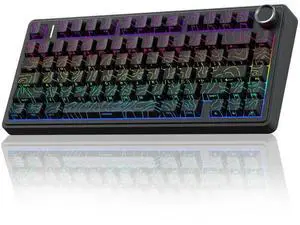 F75 Pro Wireless Mechanical Keyboard with Control Knob, 75% Layout Hot Swappable Gaming Keyboard, RGB Backlit Pre-lubed Switch Side Printed PBT Keycaps Creamy Sound Keyboard Line Black F75 Pro Wireless Mechanical Keyboard with Control Knob, 75% Layout Hot Swappable Gaming Keyboard, RGB Backlit Pre-lubed Switch Side Printed PBT Keycaps Creamy Sound Keyboard Line Black