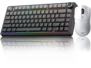Wireless Keyboard and Mouse Combo, F75 75% Gasket Hot Swappable Mechanical Keyboard + SC580 Wireless Gaming Mouse, Full Custom Desktop Set White Wireless Keyboard and Mouse Combo, F75 75% Gasket Hot Swappable Mechanical Keyboard + SC580 Wireless Gaming Mouse, Full Custom Desktop Set White
