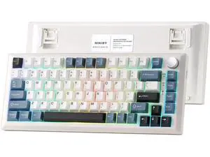 Y75 Gasket Tri-Mode Wireless Mechanical Keyboard,75% Hot Swappable Keyboard With Control Knob,Pre-lubed Milk Linear Switch,Doubleshot PBT Keycaps RGB Keyboard White Blue Y75 Gasket Tri-Mode Wireless Mechanical Keyboard,75% Hot Swappable Keyboard With Control Knob,Pre-lubed Milk Linear Switch,Doubleshot PBT Keycaps RGB Keyboard White Blue