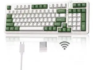 98Pro Tri-Mode Wireless Mechanical Keyboard,97 Keys Gasket Hot Swappable Gaming Keyboard Linear Switch RGB Backlit Compatible With Win Mac Green White 98Pro Tri-Mode Wireless Mechanical Keyboard,97 Keys Gasket Hot Swappable Gaming Keyboard Linear Switch RGB Backlit Compatible With Win Mac Green White