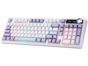 AJAZZ AK980 Mechanical Keyboard with Smart Display & Control Knob, 98% Layout Tri Mode BT/2.4G/USB-C Wireless Keyboard, Hot Swappable PBT Keycaps RGB Gaming Keyboard Compatible with Win Mac Purple Mur AJAZZ AK980 Mechanical Keyboard with Smart Display & Control Knob, 98% Layout Tri Mode BT/2.4G/USB-C Wireless Keyboard, Hot Swappable PBT Keycaps RGB Gaming Keyboard Compatible with Win Mac Purple Mur