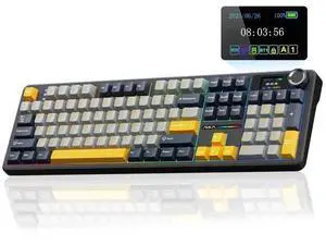 F108 PRO 104 Keys Wireless Mechanical Keyboard with Screen & Knob, 8000mAh Battery Hot Swappable Gaming Keyboard, Pre-lubed Switch RGB Backlit PBT Keycaps Creamy Sound Keyboard F108 PRO 104 Keys Wireless Mechanical Keyboard with Screen & Knob, 8000mAh Battery Hot Swappable Gaming Keyboard, Pre-lubed Switch RGB Backlit PBT Keycaps Creamy Sound Keyboard