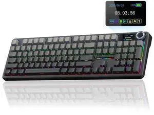 F108 Pro Full Size Wireless Mechanical Keyboard with Smart Screen & Media Knob, 8000mAh Large Battery, Hot Swappable Pre-lubed Switches, Side Printed PBT Keycaps RGB Backlit Custom Gaming Keyboard F108 Pro Full Size Wireless Mechanical Keyboard with Smart Screen & Media Knob, 8000mAh Large Battery, Hot Swappable Pre-lubed Switches, Side Printed PBT Keycaps RGB Backlit Custom Gaming Keyboard