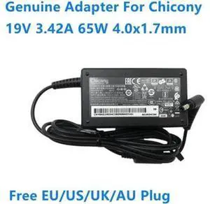 65W 19V 3.42A AC Adapter Charger, Chicony A18-065N3A A065R191P 4.0x1.7mm DC Power Supply Replacement for Universal Laptop 65W 19V 3.42A AC Adapter Charger, Chicony A18-065N3A A065R191P 4.0x1.7mm DC Power Supply Replacement for Universal Laptop