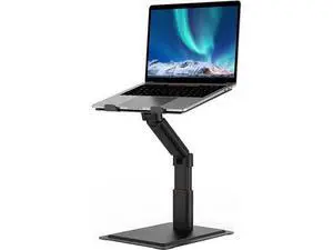 Laptop Stand for Desk, Adjustable Height Multi-Angle for Sit to Stand Working, Ergonomic Metal Riser with Stable Heavy Base, Large Holder for 10 to 17.3 Inches Notebook PC Computer, Black Laptop Stand for Desk, Adjustable Height Multi-Angle for Sit to Stand Working, Ergonomic Metal Riser with Stable Heavy Base, Large Holder for 10 to 17.3 Inches Notebook PC Computer, Black