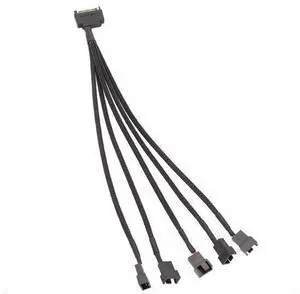 15-Pin SATA to 5 Fan Adapter Cable SATA to 3 Pin/4 Pin PMW PC Case Fan Power Adapter Cable,Cooling Fan Y Splitter Cable 15-Pin SATA to 5 Fan Adapter Cable SATA to 3 Pin/4 Pin PMW PC Case Fan Power Adapter Cable,Cooling Fan Y Splitter Cable