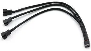 4Pin 1 to 3 Ways PWM Fan Splitter Cable Black Sleeved Fan Power Extension Cable 4Pin Female to 3X 4Pin Male 27cm/10.5 inches 4Pin 1 to 3 Ways PWM Fan Splitter Cable Black Sleeved Fan Power Extension Cable 4Pin Female to 3X 4Pin Male 27cm/10.5 inches