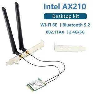 Wi-Fi 6E Intel AX210 Bluetooth 5.2 + 3000Mbps 2.4Ghz 5Ghz 6Ghz M.2 2230 Key E Desktop Kit Wireless Adapter AX210NGW NGFF WiFi 6 Card 802.11ax/ac Support MU-MIMO OFDMA Windows 10 With 6Dbi Antenna Set Wi-Fi 6E Intel AX210 Bluetooth 5.2 + 3000Mbps 2.4Ghz 5Ghz 6Ghz M.2 2230 Key E Desktop Kit Wireless Adapter AX210NGW NGFF WiFi 6 Card 802.11ax/ac Support MU-MIMO OFDMA Windows 10 With 6Dbi Antenna Set