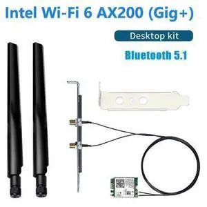 3000Mbps Dual Band Wi-Fi 6 Intel AX200 Gig+ Desktop Kit Bluetooth 5.1 For M.2 2230 Key E Wireless Adapter AX200NGW NGFF Network Card, 2.4Ghz/5Ghz, 802.11ax/ac, Support MU-MIMO, OFDMA, Windows 10 3000Mbps Dual Band Wi-Fi 6 Intel AX200 Gig+ Desktop Kit Bluetooth 5.1 For M.2 2230 Key E Wireless Adapter AX200NGW NGFF Network Card, 2.4Ghz/5Ghz, 802.11ax/ac, Support MU-MIMO, OFDMA, Windows 10