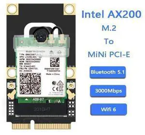 Wireless Mini PCI-E Wi-Fi 6 Intel AX200 Adapter Kit 2974Mbps Bluetooth 5.0 M.2 To Mini PCI Express Full Wifi Card AX200NGW 802.11ax/ac 160Mhz 2.4G/5G MU-MIMO OFDMA Windows 10 For Laptop Desktop Wireless Mini PCI-E Wi-Fi 6 Intel AX200 Adapter Kit 2974Mbps Bluetooth 5.0 M.2 To Mini PCI Express Full Wifi Card AX200NGW 802.11ax/ac 160Mhz 2.4G/5G MU-MIMO OFDMA Windows 10 For Laptop Desktop