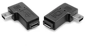 2 Pack Mini USB 5Pin Male to Micro USB Female 90 Degree Left & Right Angled Data Sync Power Adapter 2 Pack Mini USB 5Pin Male to Micro USB Female 90 Degree Left & Right Angled Data Sync Power Adapter
