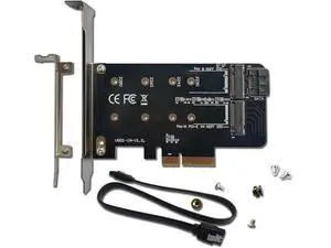 PCIe Adapter for One M.2 NVMe Mkey and One SATA Bkey SSD, PCI-e 4.0 X4 Card Supports NGFF M2 M-Key or B-Key (M+B) SSD of Length 2280,2260,2242,2230, PCIe NVMe Adapter with SATA 3.0 Cable PCIe Adapter for One M.2 NVMe Mkey and One SATA Bkey SSD, PCI-e 4.0 X4 Card Supports NGFF M2 M-Key or B-Key (M+B) SSD of Length 2280,2260,2242,2230, PCIe NVMe Adapter with SATA 3.0 Cable