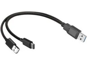 Auxiliary Power Type-C USB-C to USB 3.0 Male & USB 2.0 Dual Power Data Y Cable for Laptop & Hard Disk Auxiliary Power Type-C USB-C to USB 3.0 Male & USB 2.0 Dual Power Data Y Cable for Laptop & Hard Disk