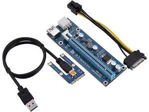 Richer-R Mini PCI-E to PCI Express 16x Extender, Riser Adapter with SATA Power Cord for Video Card Mining, USB, Linux, Personal Computer, Laptop Richer-R Mini PCI-E to PCI Express 16x Extender, Riser Adapter with SATA Power Cord for Video Card Mining, USB, Linux, Personal Computer, Laptop
