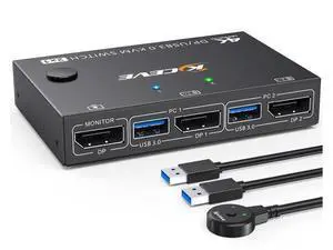 USB 3.0 KVM Switch Displayport 4K@144Hz, 2 Port Displayport KVM Switch for 2 PCs 1 Monitor 8K@30Hz, DP KVM Switch 2 in 1 Out for 2 PC Share 4 USB 3.0 Device Keyboard Mouse Monitor with Wired Remote USB 3.0 KVM Switch Displayport 4K@144Hz, 2 Port Displayport KVM Switch for 2 PCs 1 Monitor 8K@30Hz, DP KVM Switch 2 in 1 Out for 2 PC Share 4 USB 3.0 Device Keyboard Mouse Monitor with Wired Remote