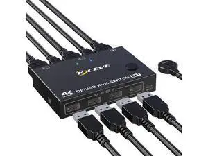 2-Port DisplayPort KVM Switch, 2 Port DP1.2 KVM Switch Two Computers One Monitor to Share Mouse,Keyboard,Printer,Scanner Support 4K @60Hz, 2 USB Cables and Wired Controller Included 2-Port DisplayPort KVM Switch, 2 Port DP1.2 KVM Switch Two Computers One Monitor to Share Mouse,Keyboard,Printer,Scanner Support 4K @60Hz, 2 USB Cables and Wired Controller Included
