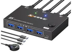 AUTYUE 2 Port Displayport KVM Switch 1 Monitors 2 Computers 8K@30Hz 4K@144Hz, USB3.0 DP KVM Switches for 2 Computers Sharing Single Monitor and Keyboard Mouse Printer, with Wired Remote & 2 USB Cables AUTYUE 2 Port Displayport KVM Switch 1 Monitors 2 Computers 8K@30Hz 4K@144Hz, USB3.0 DP KVM Switches for 2 Computers Sharing Single Monitor and Keyboard Mouse Printer, with Wired Remote & 2 USB Cables