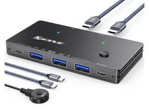 AUTYUE 10Gbps USB 3.2 Switch 2 Computers Share 1 USB C & 3 USB A Devices, 2 in 4 Out USB Switch Selector for 2 Laptop Keyboard Mouse Portable SSD, with 2 USB C Data Cables and Wired Remote AUTYUE 10Gbps USB 3.2 Switch 2 Computers Share 1 USB C & 3 USB A Devices, 2 in 4 Out USB Switch Selector for 2 Laptop Keyboard Mouse Portable SSD, with 2 USB C Data Cables and Wired Remote