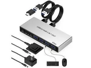 AUTYUE 2 in 7 Out USB 3.0 Switch for 2 Computers Sharing 4 USB-A & 3 USB-C Devices - 7 Ports USB Switcher Selector to Share Keyboard, Mouse, Printer, Scanner, with 2 USB 3.0 Cables & Wired Controller AUTYUE 2 in 7 Out USB 3.0 Switch for 2 Computers Sharing 4 USB-A & 3 USB-C Devices - 7 Ports USB Switcher Selector to Share Keyboard, Mouse, Printer, Scanner, with 2 USB 3.0 Cables & Wired Controller